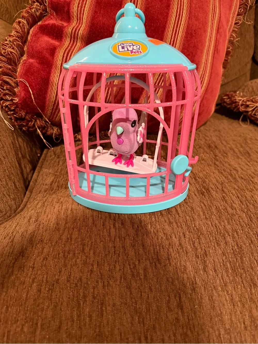 Pink & Blue Interactive Bird Cage Toy